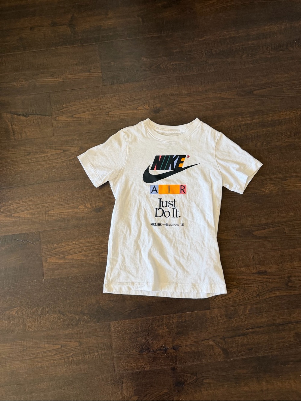 Nike White Graphic 'AIR' & Swoosh Short Sleeve Tee